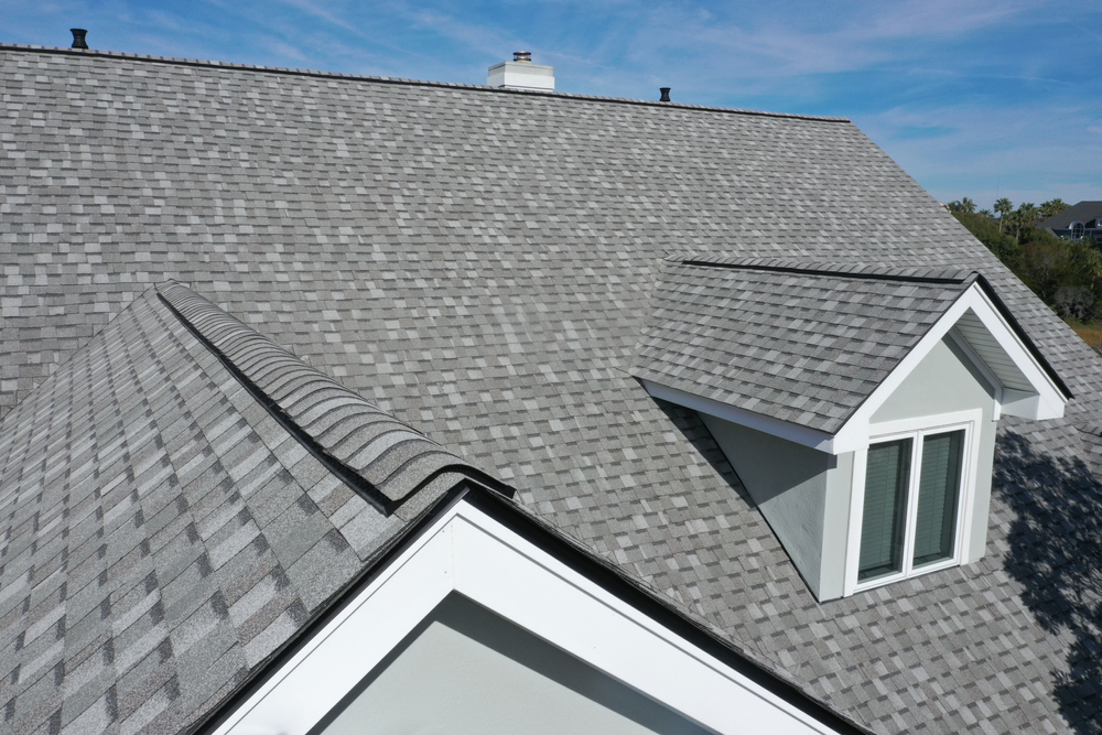 new sierra gray shingles installed on roof