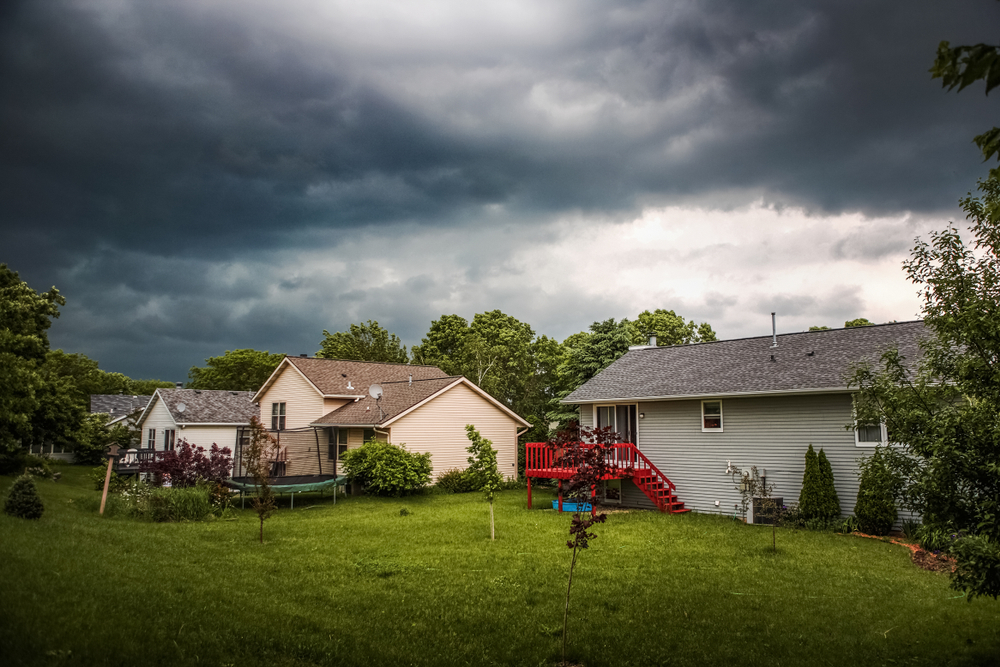 storm clouds over a neighborhood