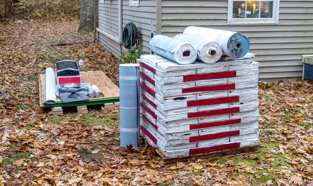 roofing supplies on pallet
